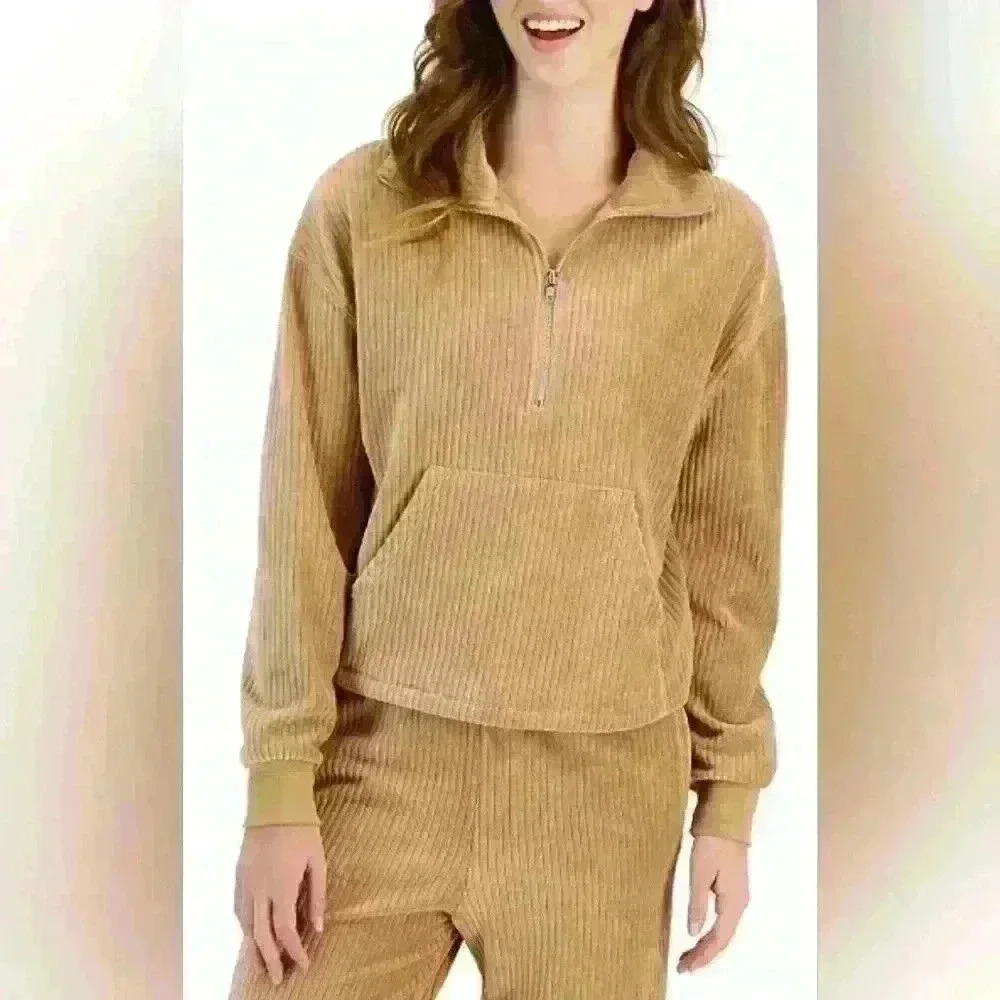 Self Esteem Juniors XL Corduroy Half Zip Sweatshirt and Jogger Set